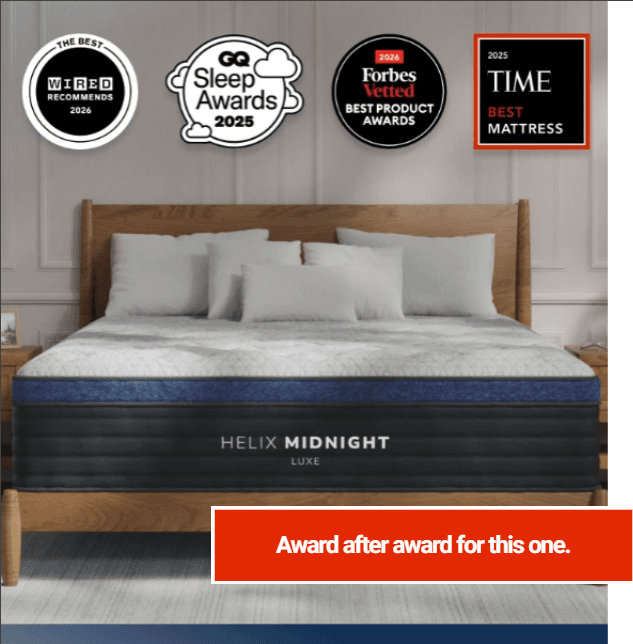 Helix Midnight Luxe mattress with optional ErgoAlign layer