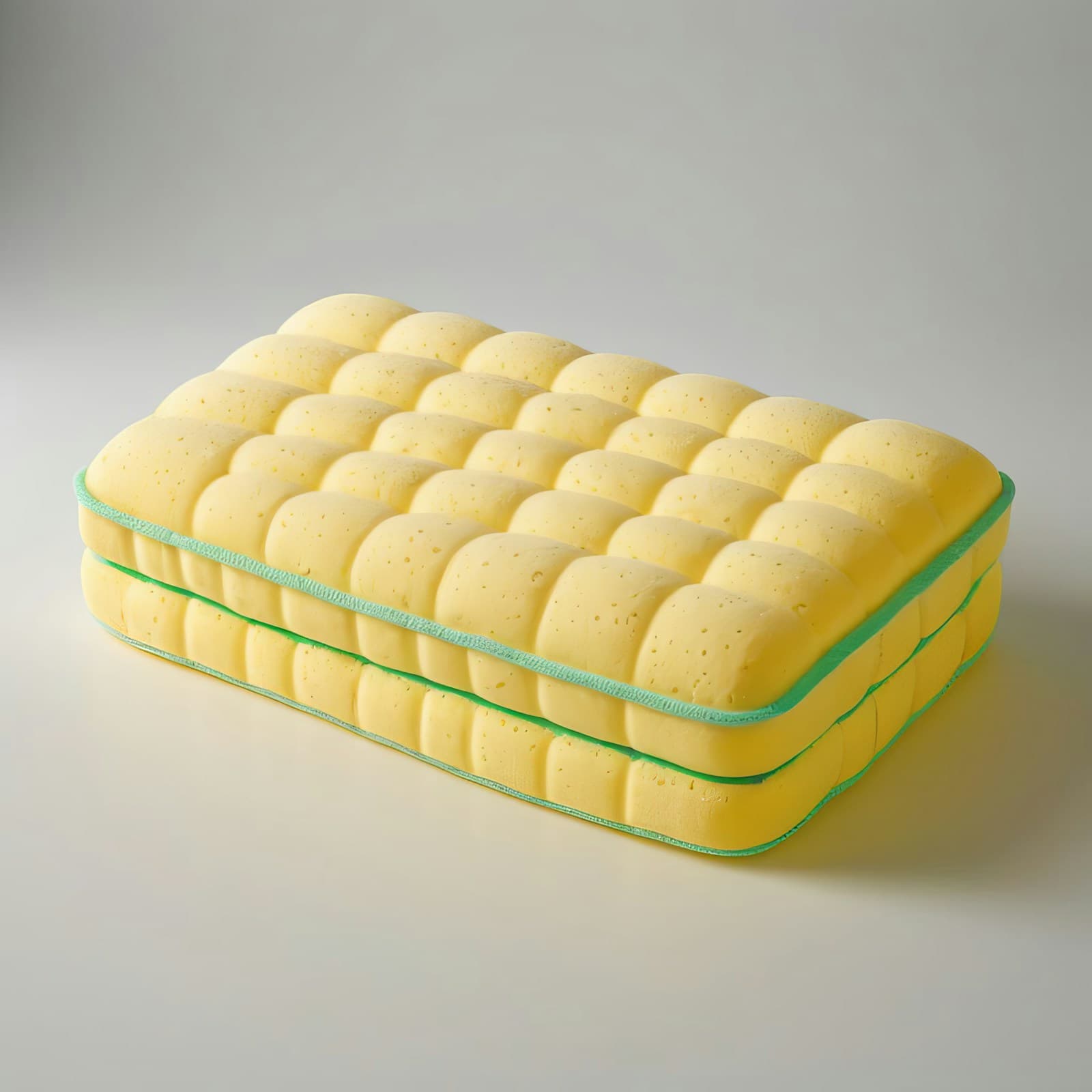 Yellow mattress on a white table